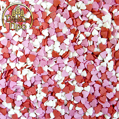 Посыпки "Сердечки красно-бело-розовые" (мини) 0,75 кг