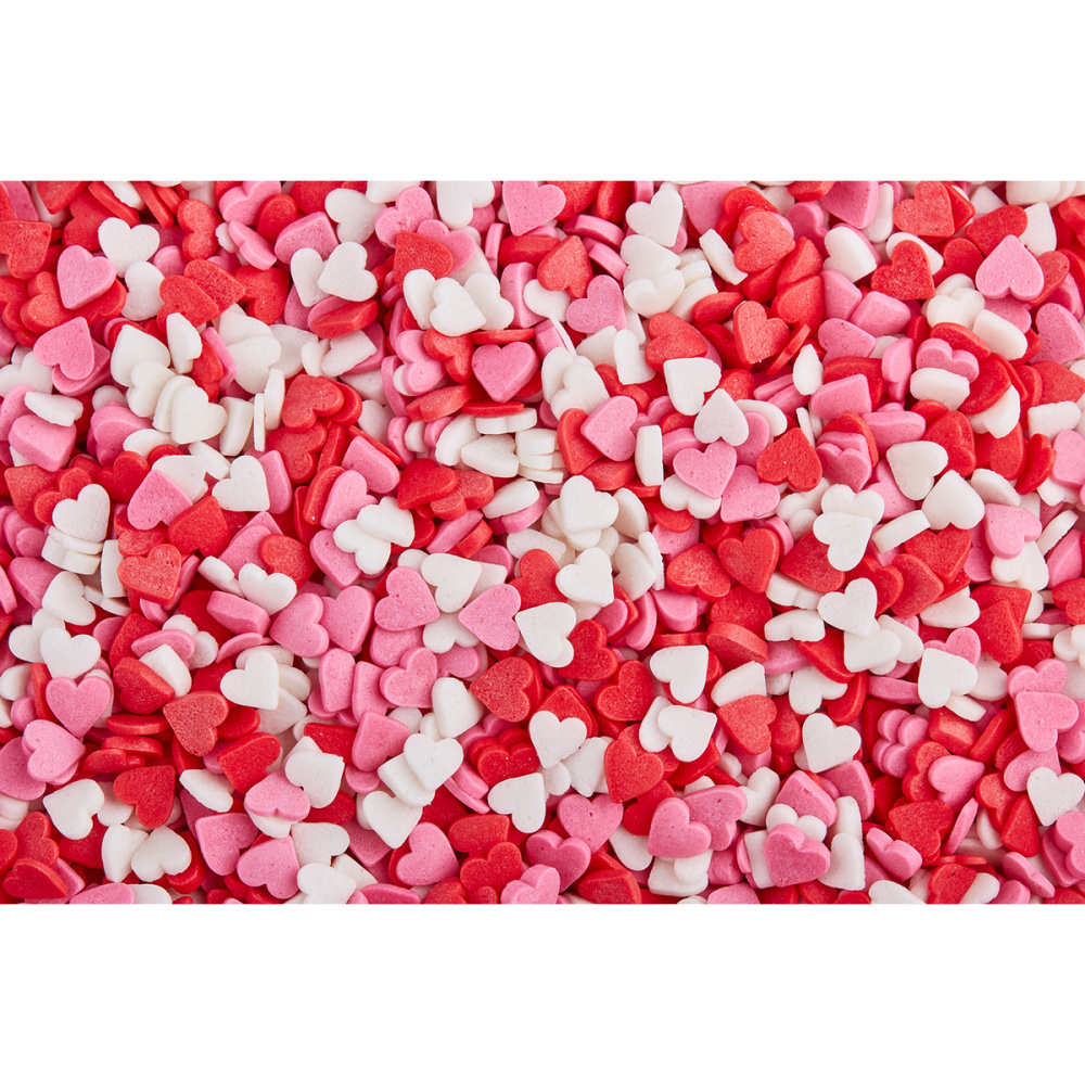 Посыпки "Сердечки красно-бело-розовые" (мини) 25 кг