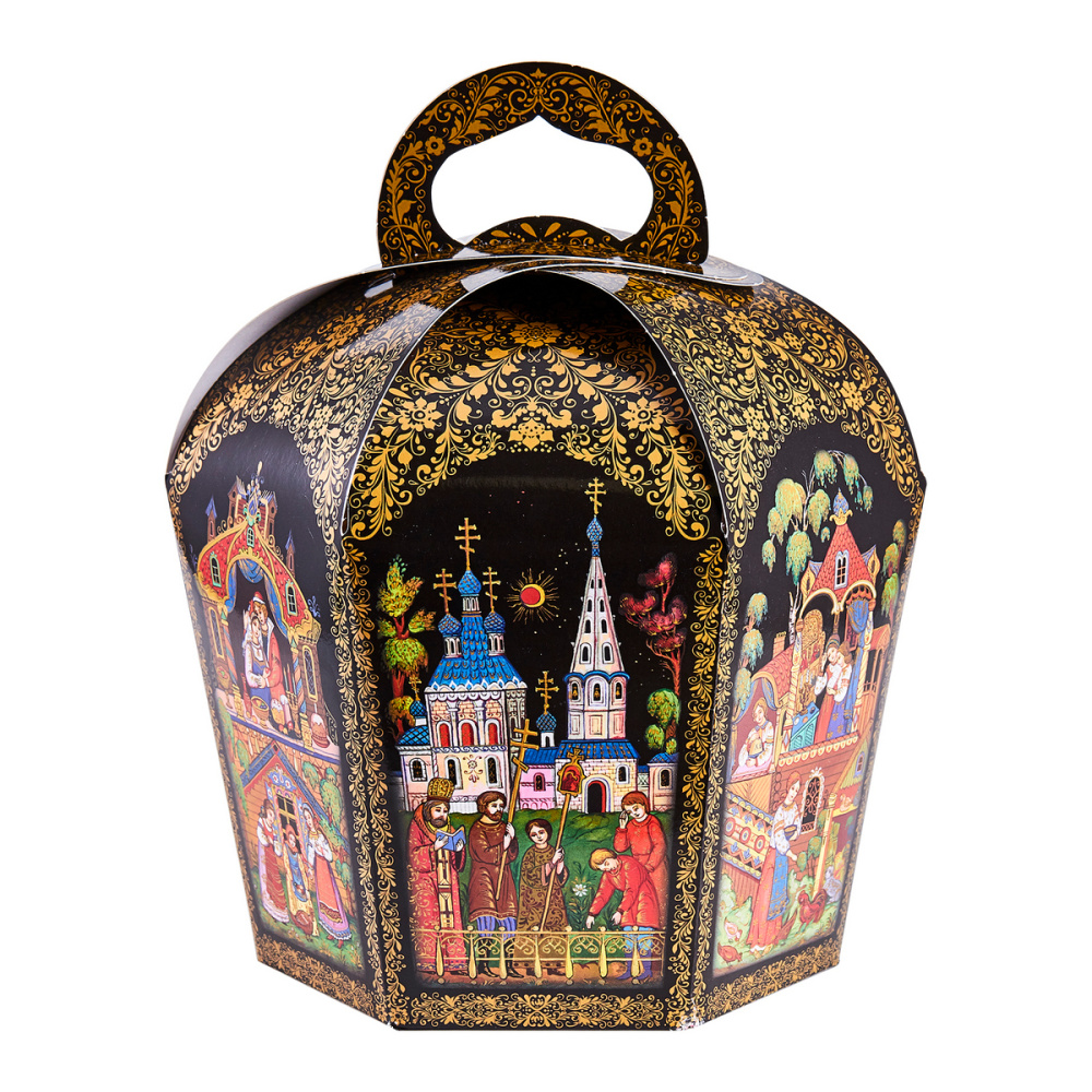 1813 Коробка для кулича d160 мм Палех черный