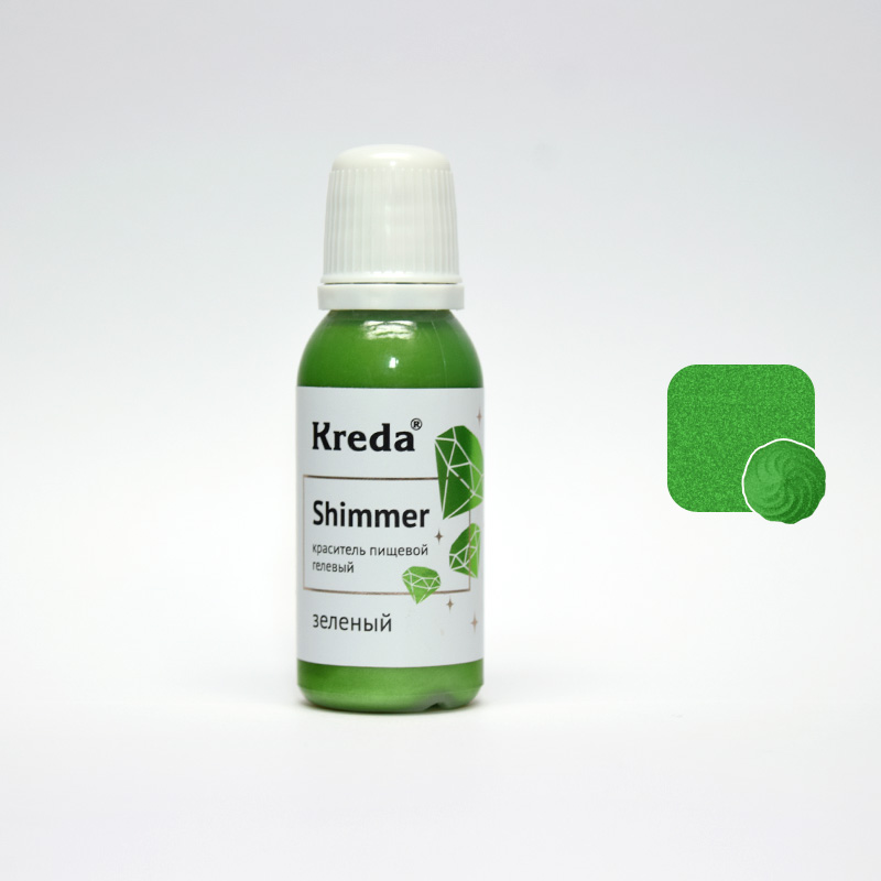 DS.10 Краситель-шиммер пищевой гелевый "Kreda" зеленый (20г)