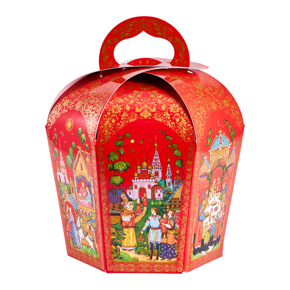 1805 Коробка для кулича d110 мм Палех красный